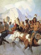 NC Wyeth An Indian War Party oil painting on canvas